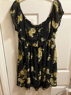 torrid Black Mini Dress with Yellow Floral Print